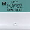 1,02 карата D VS1 Круглые сертифицированные выращенные в лаборатории бриллианты IDEAL