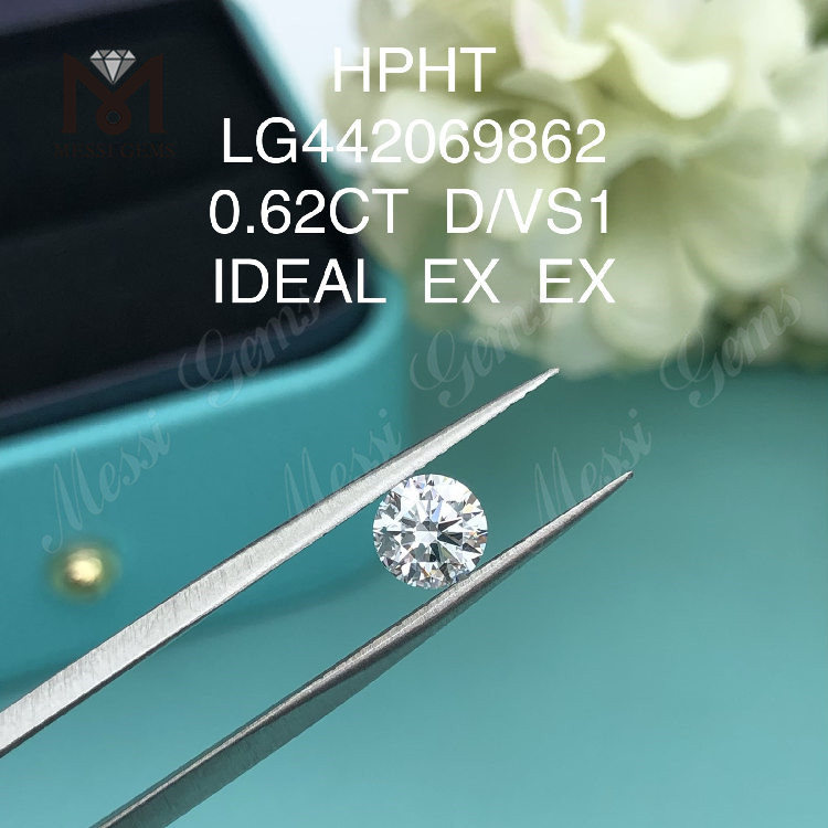 D VS1 Круглый выращенный в лаборатории бриллиант 0,62 карата IDEAL Дешевый искусственный бриллиант
