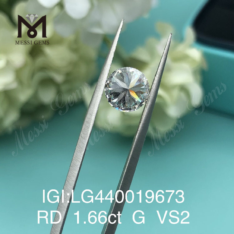 1,66 карата G VS2 IDEAL Круглый бриллиант, выращенный в лаборатории