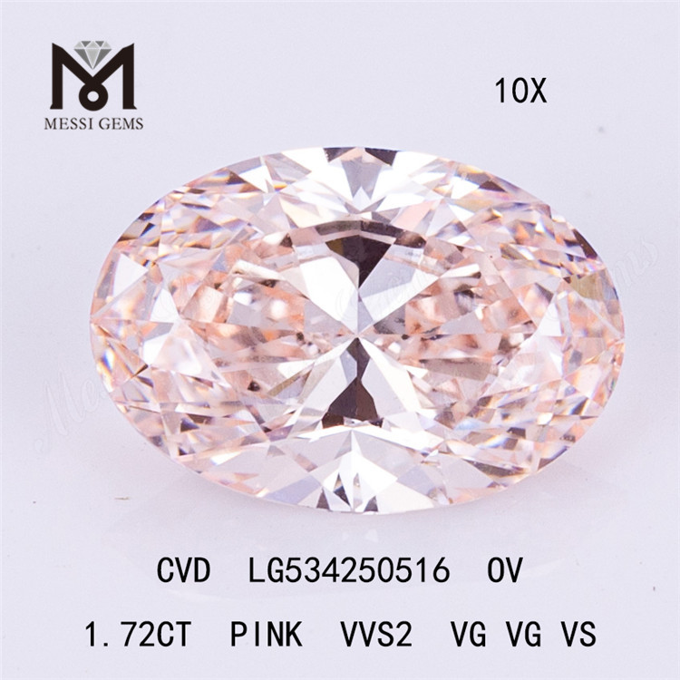 1,72 карата розовый бриллиант vvs cvd овальной формы лабораторный бриллиант дешевой цене