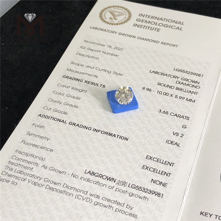 3,65 карата G VS2 ID EX EX выращенный в лаборатории бриллиант производитель высококачественных лабораторных бриллиантов
