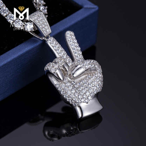 Изготовленное на заказ ожерелье рэпера V Hand Setting Silver Moissanite со льдом из цепочек очень дешево