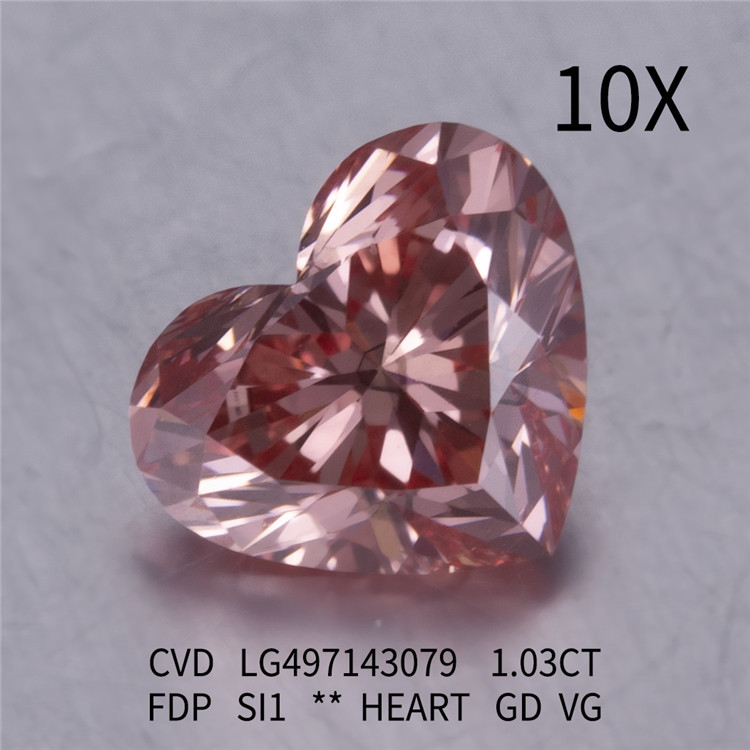 1.03CT FANCY DEEP PINK SI1 HEART GD VG лабораторный бриллиант CVD LG497143079