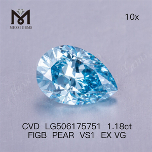 Лабораторный синий бриллиант IGI грушевидной огранки 1,18 карата