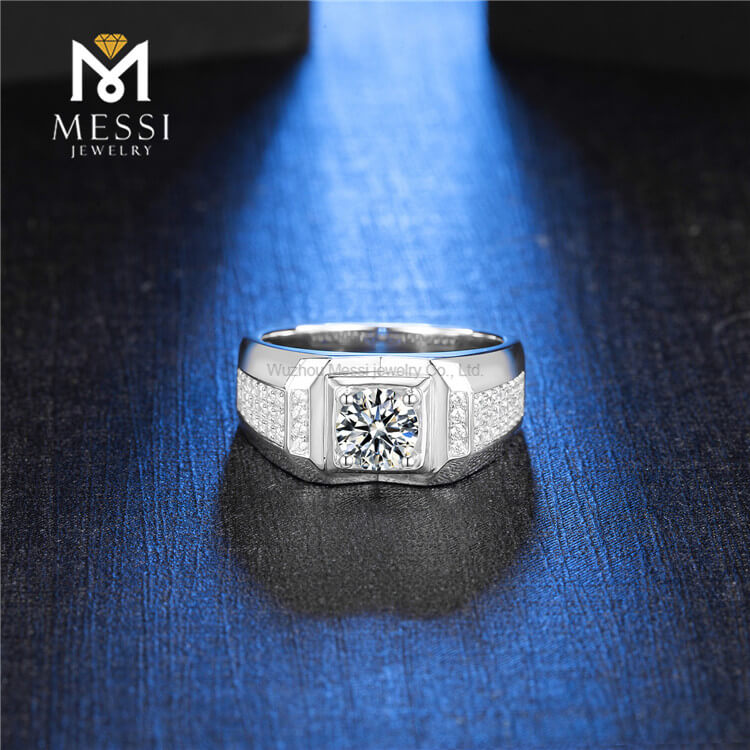Новый дизайн оптовая цена стерлингового серебра 925 пробы ювелирные изделия Муассанит мужские кольца для свадьбы