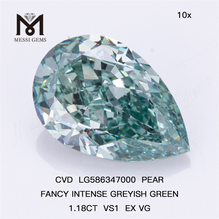 1.18CT VS1 EX VG FANCY INTENSE СЕРОвато-ЗЕЛЕНЫЙ Грушевидная форма Зеленая груша Cvd Diamond LG586347000