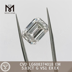 Синтетические бриллианты изумрудной огранки 5,03 карата G VS1 онлайн Сверкают уверенностью丨Messigems CVD LG608374018