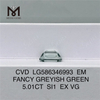 Бриллианты лабораторной огранки изумрудной огранки 5 карат, зеленые SI1 EX VG EM FANCY СЕРО-ЗЕЛЕНЫЕ MAN MADE CVD LG586346993 