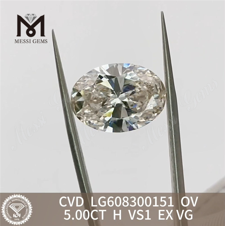 Созданные бриллианты весом 5,00 карата H VS1 EX VG OV выставлены на продажу IGI Certified Brilliance丨Messigems LG608300151 