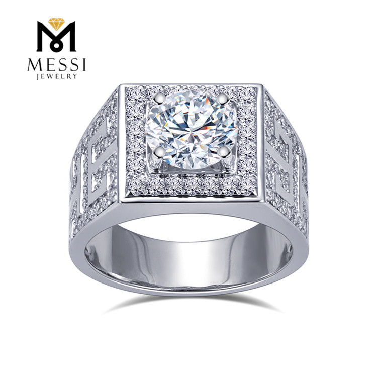 Обручальное свадебное кольцо с бриллиантом Lab для мужчин из 10-каратной пробы. Обручальное кольцо для мужчин 丨Messijewelry