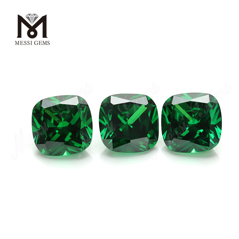 Самый продаваемый драгоценный камень огранки «подушка» 12x12 мм оптом кубический цирконий зеленый cz