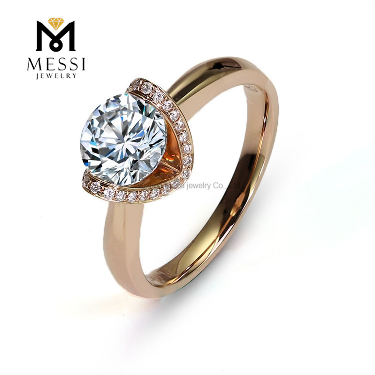 1-каратное кольцо из розового золота с муассанитом Bar Setting обручальные кольца с муассанитом