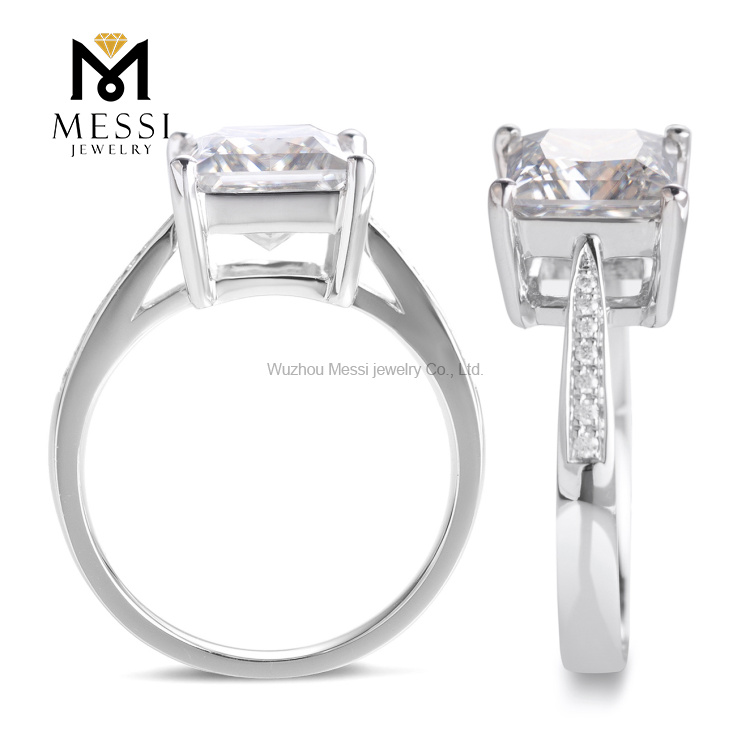 Кольцо с бриллиантом из муассанита, квадратная огранка принцессы, кольцо из белого золота 14 карат и 18 карат для женщин, ювелирные изделия, кольцо для девочек
