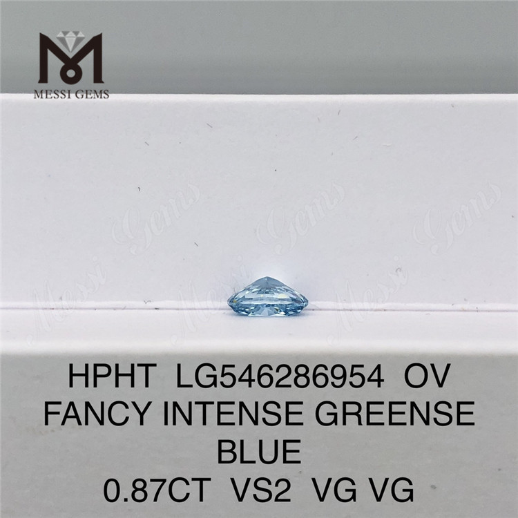 Лабораторный бриллиант 0,87 карата OV FANCY INTENSE GREENSE BLUE VS2 VG VG HPHT LG546286954