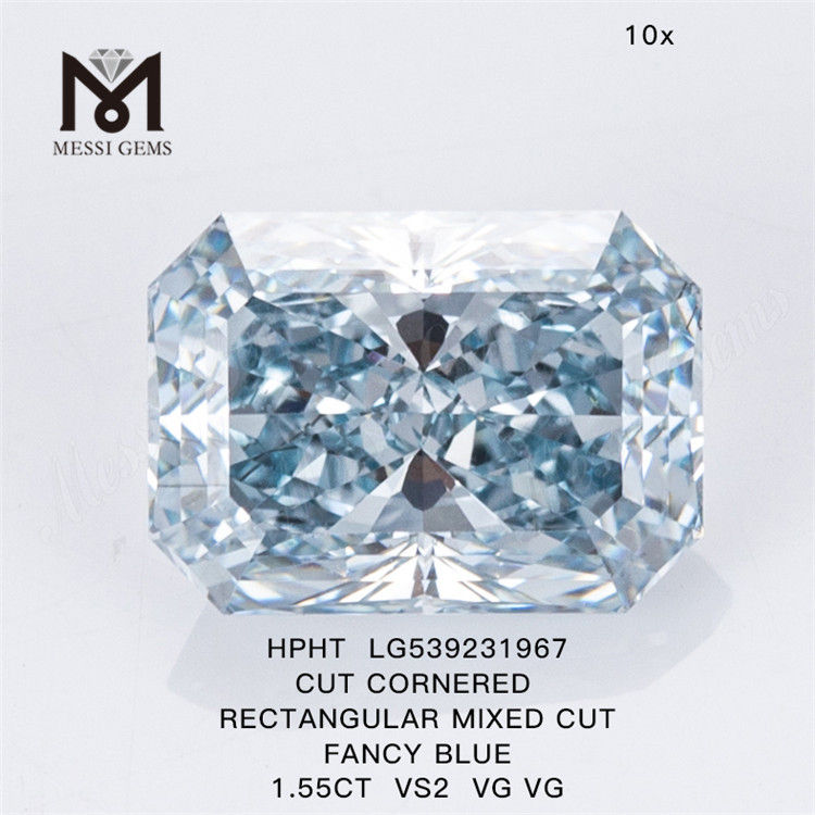 Синий бриллиант HPHT весом 1,55 карата оптом ПРЯМОУГОЛЬНЫЕ голубые лабораторные бриллианты HPHT