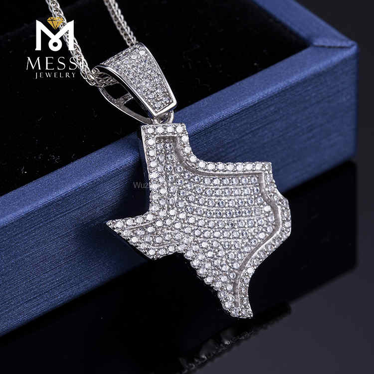 Мужской хип-хоп высокое качество ручной набор муассанит бриллиант рэпер серебряный кулон ожерелье ювелирные изделия
