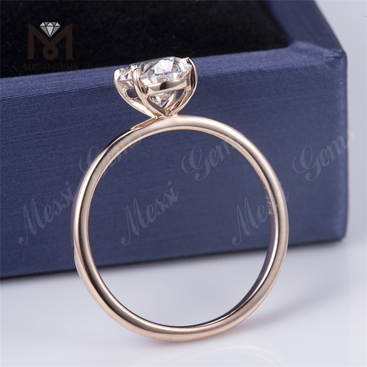 Помолвочное обручальное кольцо-пасьянс из розового золота 18 карат с лабораторным бриллиантом 1,39 карата