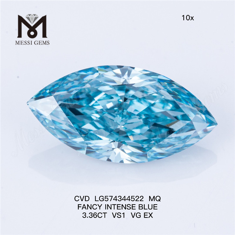 3,36 карата MQ FANCY INTENSE BLUE VS1 VG EX CVD Blue Diamond Магазин