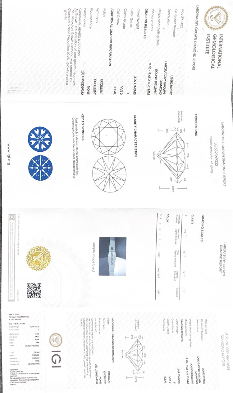 Сертификат на бриллиант CVD 3 карата