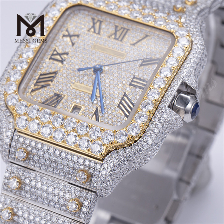 Мужские часы с муассанитом VVS по индивидуальному заказу, тестер с бриллиантами, серебро, позолота, ювелирные украшения со льдом