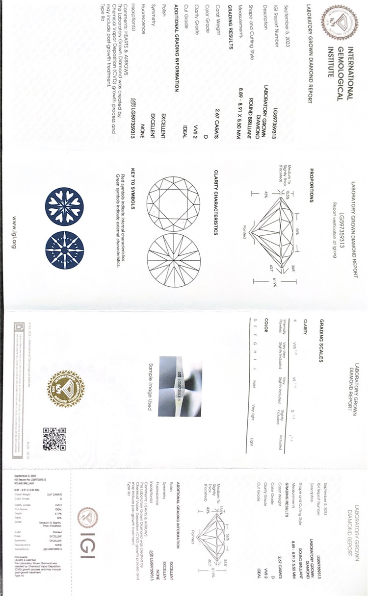 Сертификат бриллианта IGI 2,67 карата