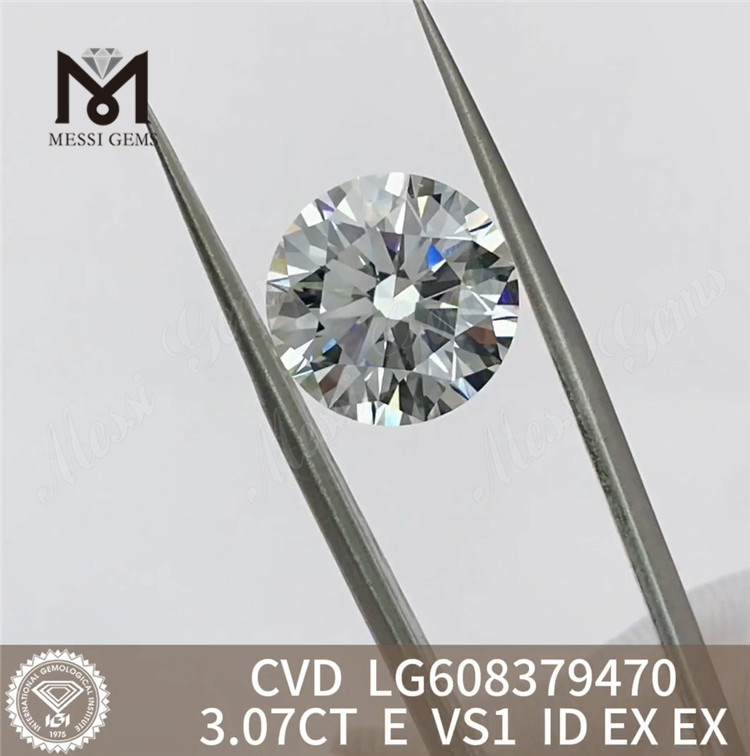 Синтетический алмаз CVD 3,07 карата E VS1 RD LG608379470, 3 карата, для пользовательских настроек 丨Messigems 