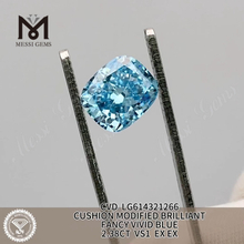 VS1 CUSHION FANCY VIVID BLUE 2,38 карата Сертифицированные бриллианты, выращенные в лаборатории igi丨Messigems CVD LG614321266