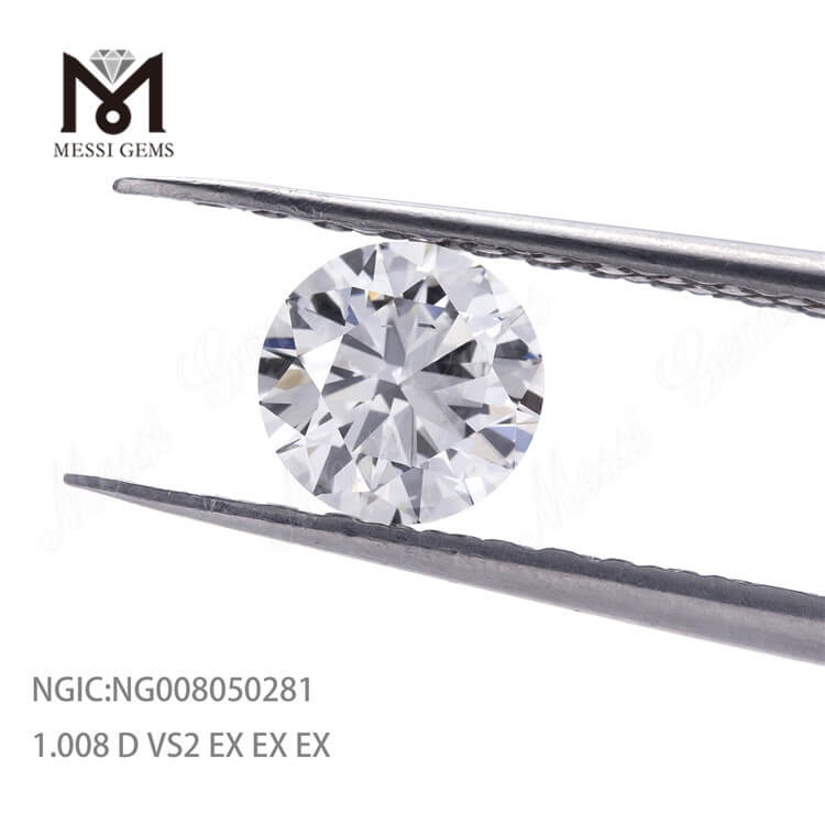 Синтетический лабораторный бриллиант хорошо отполированный белый бесцветный бриллиант 1,008 карата D VS2 HPHT