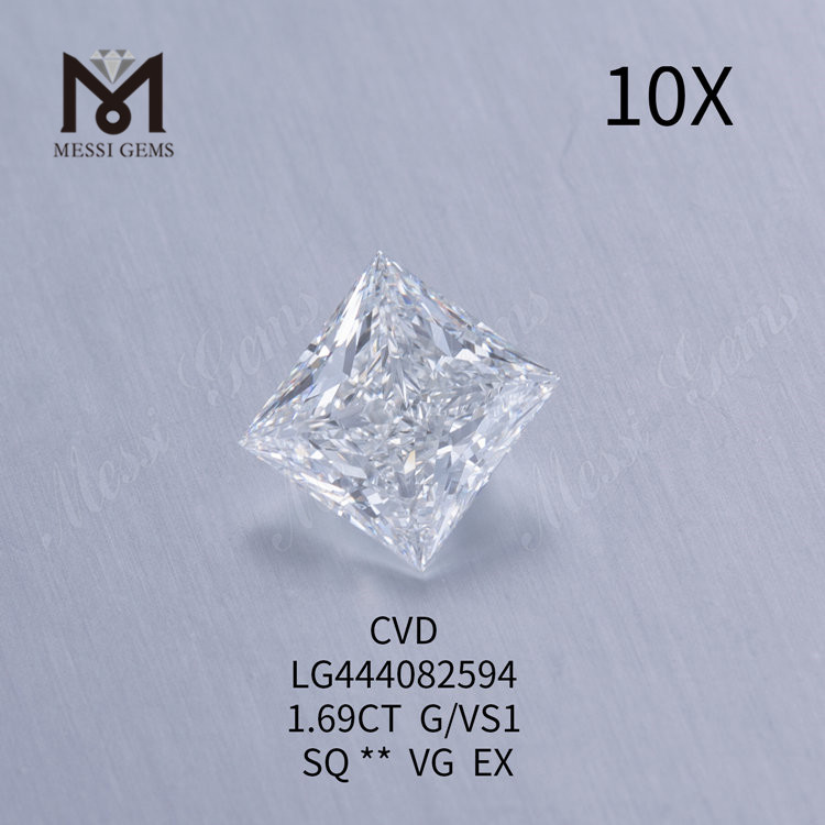 Польские выращенные в лаборатории бриллианты огранки «принцесса» весом 1,69 карата G VS1 SQ VG