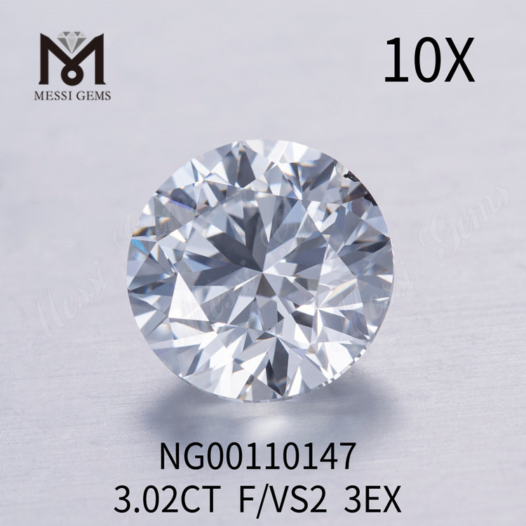 Продаются выращенные в лаборатории бриллианты 3,02 карата F VS2 круглой огранки