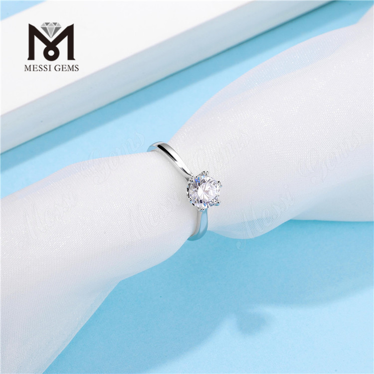 Женское обручальное кольцо с муассанитом Messi Gems 1 карат из стерлингового серебра 925 пробы