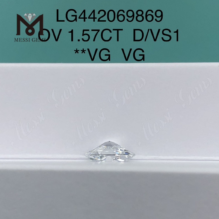 Цена лабораторного бриллианта OVAL D VS1 весом 1,57 карата за карат