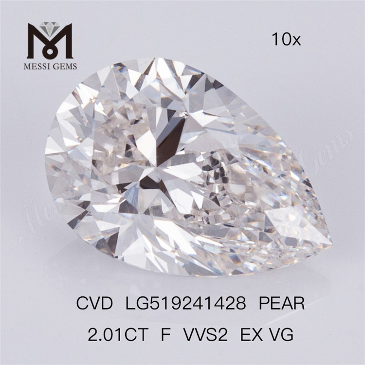 2.01CT F VVS2 EX VG CVD Бриллианты Pear Lab