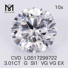 заводская цена 3.01ct G SI1 круглой формы синтетический бриллиант, выращенный в лаборатории