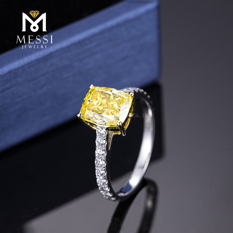 2,15-каратное кольцо с золотым желтым бриллиантом 2 карата AU750 россыпью по индивидуальному заказу