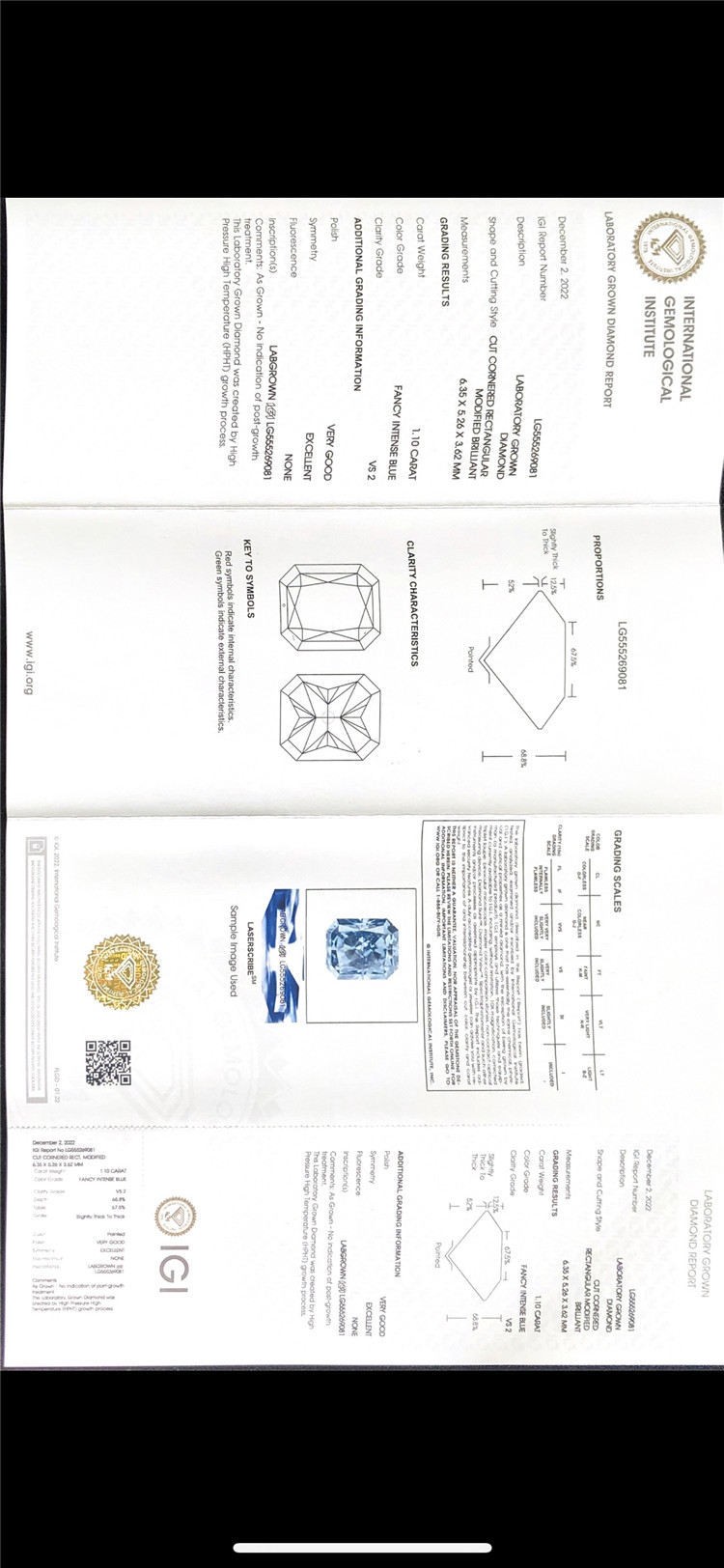 Производитель голубых бриллиантов весом 1,1 карата, выращенных в лаборатории 