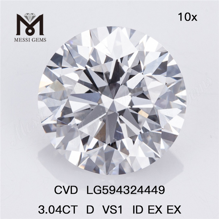  Бриллиант круглой огранки D VS1 ID EX EX 3,04 карата LG594324449