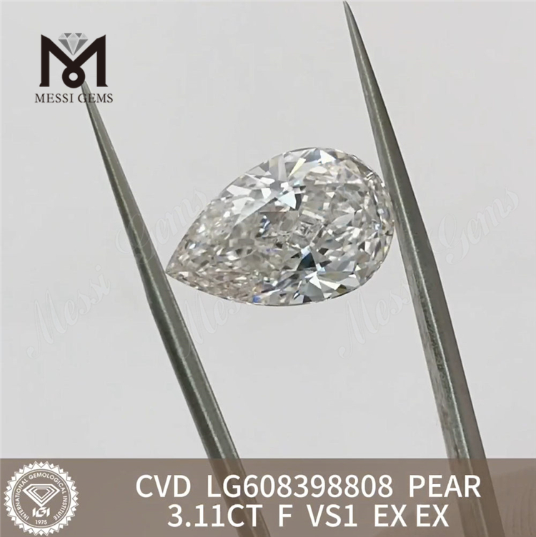 3.11CT F VS1 PEAR Cvd с россыпью бриллиантов, экологически чистая элегантность для дизайнеров 丨Messigems CVD LG608398808