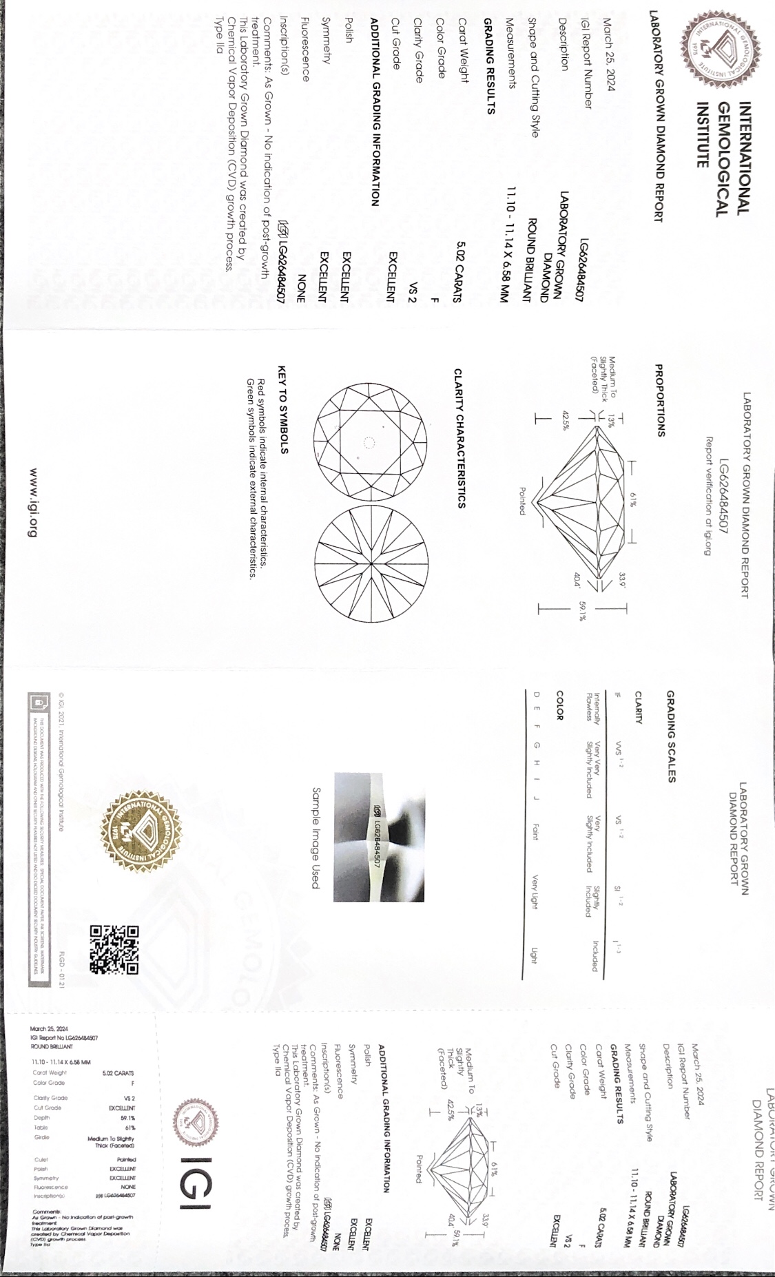 5-каратные бриллианты, сертифицированные IGI,