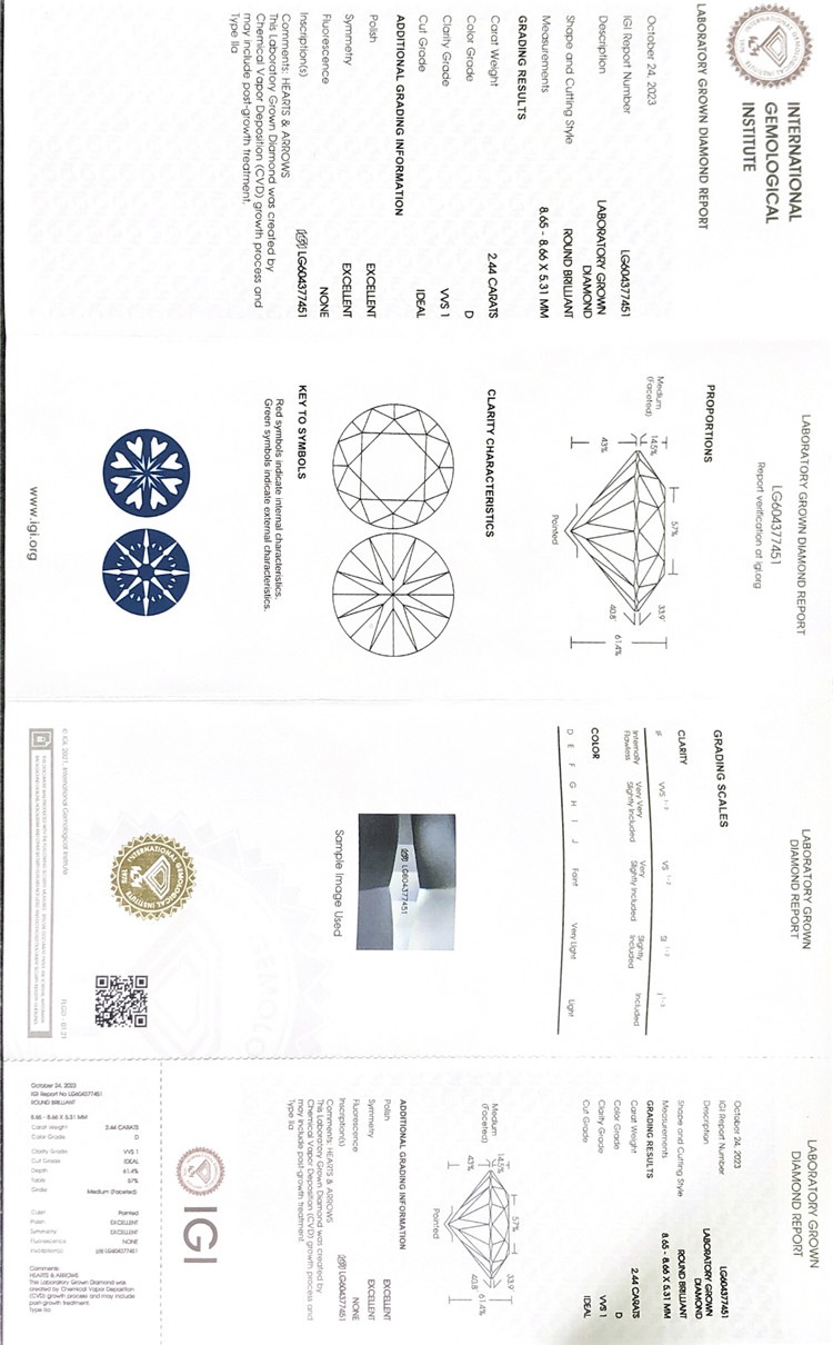 Сертификат бриллианта IGI 2,44 карата