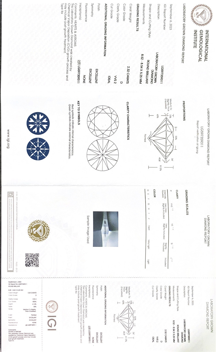 Сертификат бриллианта IGI 2,32 карата