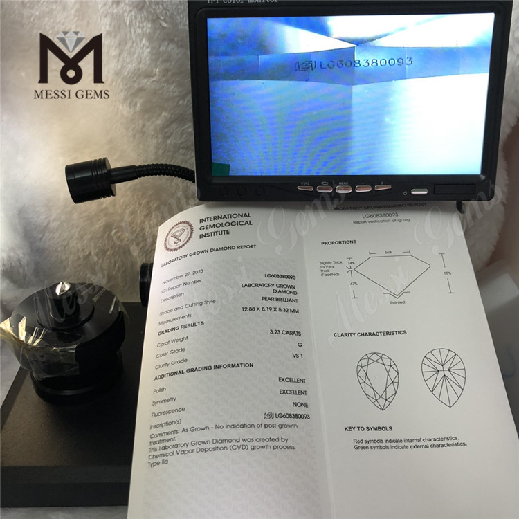 Сертификат IGI весом 3,23 карата на бриллиант VS Качественные доступные бриллианты CVD для дизайнеров ювелирных изделий 丨Messigems LG608380093