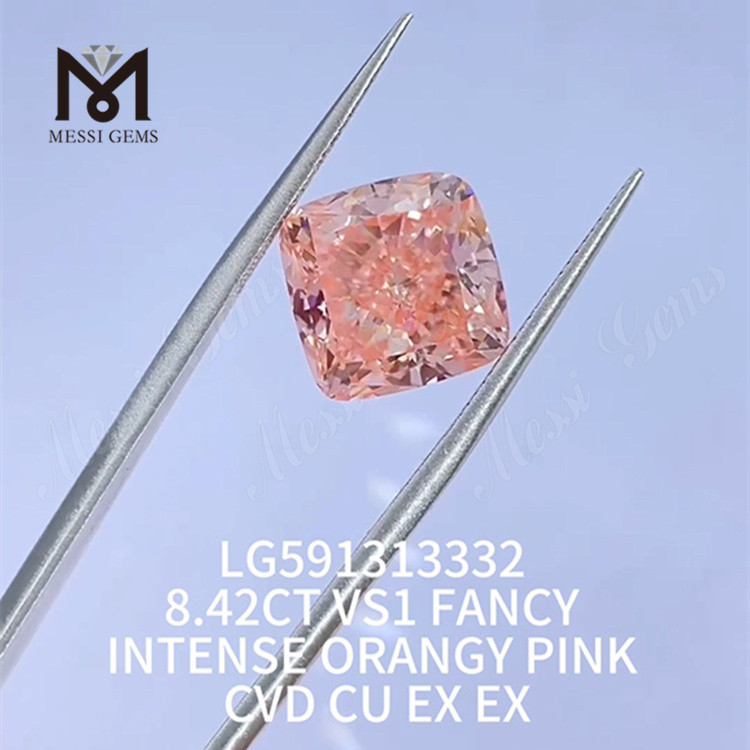 8.42CT VS1 FANCY INTENSE ORANGY PINK CVD CU EX EX Лабораторные розовые бриллианты
